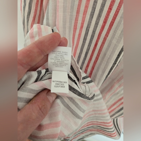 J Jill long sleeve linen pink and gray striped button down | M tall - Picture 5 of 5